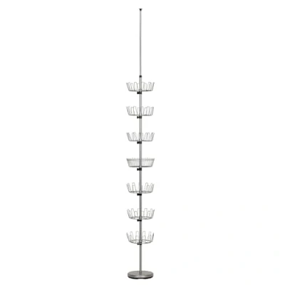 Obrázek Household Essentials Boden bis Decke 6 Tier revolving Schuh Baum mit Korb, Silber