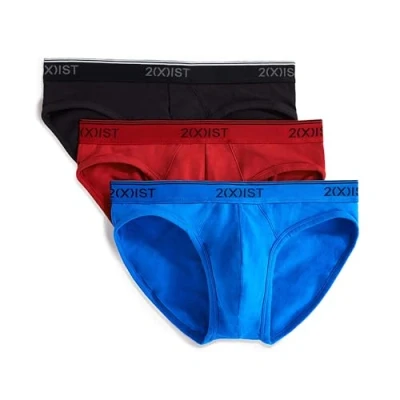 Obrázek 2(x)ist Pánské bavlněné strečové 3 balení No Show slipy spodky (balení ks), Scotts Red/Black/Skydiver