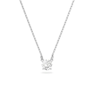 Obrázek Swarovski Attract Round, řetízek na krk, bílý, rhodiovaný