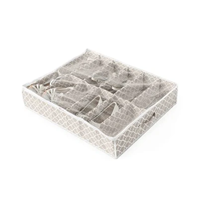 Obrázek Compactor RAN7469 Komoda pod postel pro boty, prachotěsná, série Rivoli, šedá/bílá, polypropylen a EVA, 76 x 60 výška 15 cm