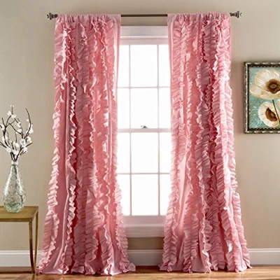 Obrázek Lush Decor Belle Vintage Chic okenní závěs pro obývací pokoj, jídelnu, ložnici (samostatný závěs), 137 x 213 cm, růžový