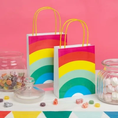 Obrázek Talking Tables RAIN TREATBAG Fill with Party Favours and Cake Regenbogen Leckerli Beutel, 8er Pack, Papier, Rbtreatbags