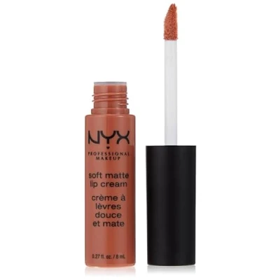 Obrázek NYX Professional Makeup Rtěnka, jemný matný krém na rty, krémový a povrch, vysoce pigmentovaná, dlouhotrvající, veganská receptura, barevný odstín: Abu Dhabi