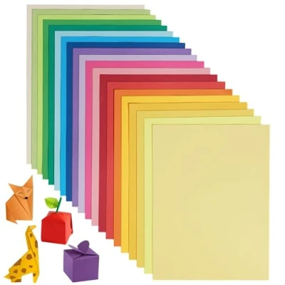 Obrázek papír s origami, 180 listů, 20 zářivých barev, A4, 80 g/m², oboustranný barevný skládací pro DIY školní umělecké řemeslo, děti a dospělé