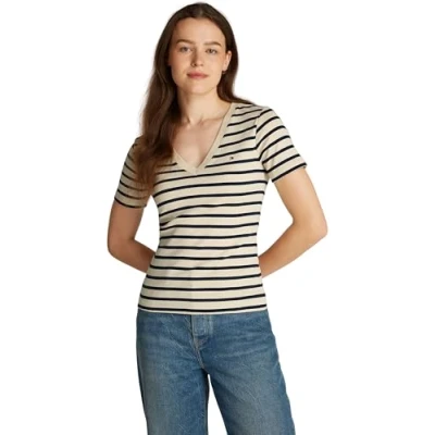 Obrázek Tommy Hilfiger NEW SLIM CODY Triko s potiskem, Ženy, Velikost: 3XL, Fine country ivory/navy
