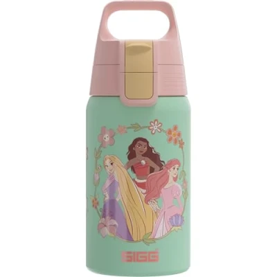 Obrázek SIGG Láhev na pití z ušlechtilé oceli pro děti Shield One Disney Princesses vhodná sycené nápoje zabezpečená proti vytečení lehká jako pírko bez BPA sport a škola xxxx 0,5 l