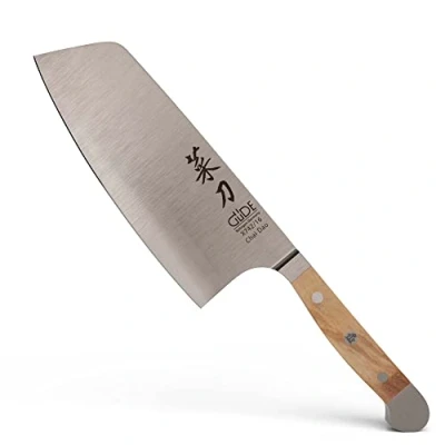 Obrázek GÜDE Solingen Chai Dao, kovaný čínský kuchařský nůž, 16 cm, olivové dřevo, ALPHA OLIVE, dvojitá hlava, ruční výroba Germany