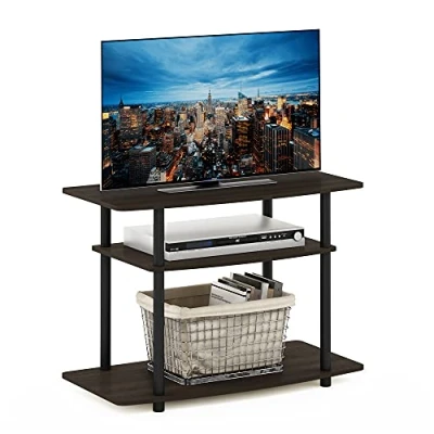 Obrázek Furinno TV Schrank mit 3 Ebenen, Dunkelbraun/Schwarz, 40.13 x 59.18 cm
