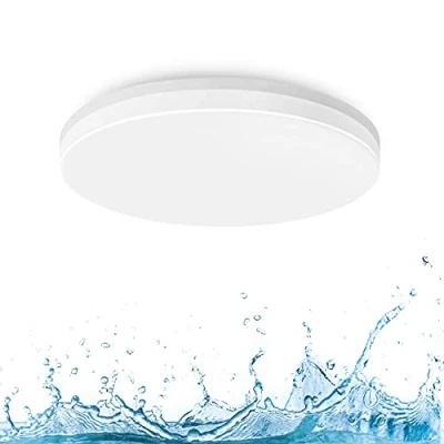 Obrázek LVWIT 18W LED kulatá stropní lampa, IP65 vodotěsná lampa do koupelny, 4000 K neutrální bílé svítidlo, 1800 lm vhodné kuchyně, obývacího pokoje, na balkon, Ø 280 mm