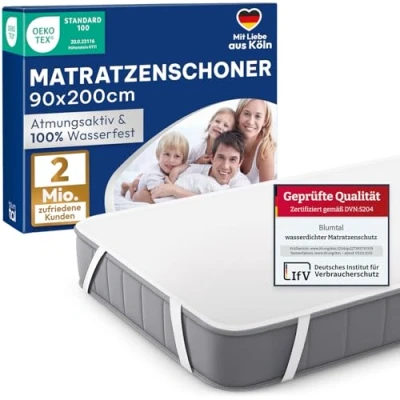 Obrázek Blumtal® Chránič matrace 90 x 200 cm vodotěsný Öko Tex certifikovaná inkontinenční podložka pratelná potah na matraci Ochrana vodotěsná proti vlhkosti
