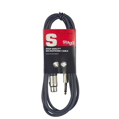 Obrázek Stagg 18239 standardní kabel mikrofonu (6 m, 3pólový, jack konektor na XLR) černý