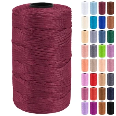 Obrázek Uiopa makramé příze 3 mm x 200 m polypropylen plochý macrame manšestr šňůra barevná pro háčkování, pletení, dekorace, DIY ruční práce