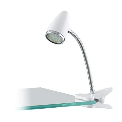 Obrázek EGLO LED lampa s klipem Riccio 1, se svorkou, svorkovnice z plastu v bílé barvě a kovu chromu, svorkou spínačem, lampička na čtení vč. osvětlovacího prostředku GU10, teplá bílá