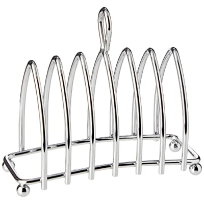 Obrázek KitchenCraft Stojan na tousty, chromovaný držák tousty z ušlechtilé oceli, 12,5 x 6,5 10 cm, 1 kus, stříbrný