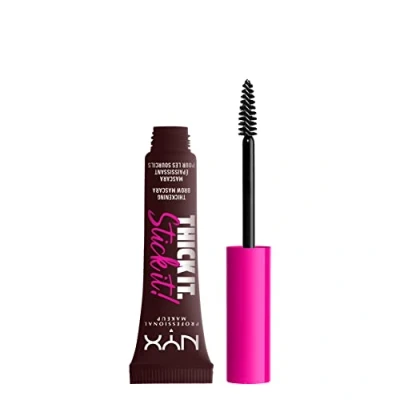 Obrázek NYX Professional Makeup Mascara na obočí s drží až 16 hodin, pro tónované a plnější obočí, Thick It. Stick It! Brow řasenka, espresso (hnědá)