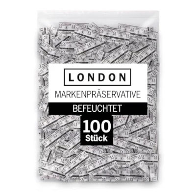 Obrázek London Q600 Feucht Kondome Sensi fit Passform für festen Sitz &amp; mit Silikongleitgel befeuchtet 100er Großpackung (1 x 100 Stück)