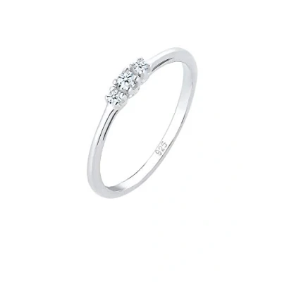 Obrázek Elli Premium dámský prsten zásnubní Diamant (0,07ct) jemný ze stříbra 925, Stříbro,