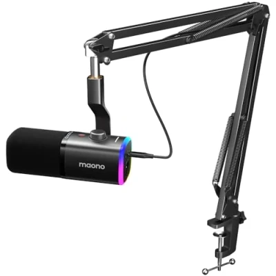 Obrázek MAONO XLR USB streaming mikrofon s ramenem: dynamický se softwarem, tlačítko pro vypnutí zvuku, regulátor gain, podcast, PC Gaming, nahrávání, vytváření obsahu YouTube, chat, PS4 5 Mac