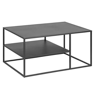 Obrázek AC Design Furniture Nino kovový konferenční stolek s 1 odkládací plochou v černé barvě, industriálním stylu, jednoduchá montáž, nábytek do obývacího pokoje, š: 90 x v: 45 h: 60