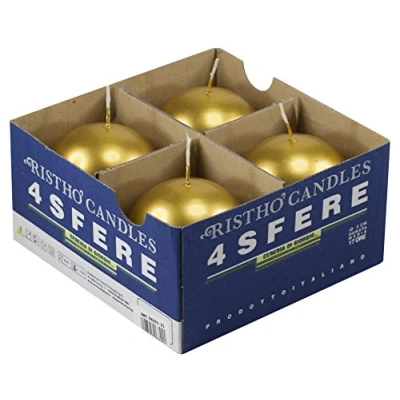 Obrázek Cereria di Giorgio Risthò Kugelkerzen, Paraffinwachs, Gold, 8 x cm, 4 Stück