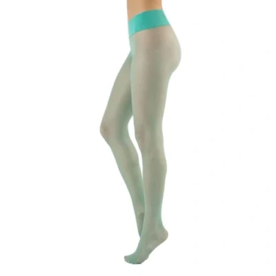 Obrázek CALZITALY Trasparente punčocháče, bezešvé puntíkované punčocháče dámské, S, M, L, XL, XXL, černá, modrá, barva kůže, Sun, Tan, 15 DEN, Made in Italy, Acqua Green