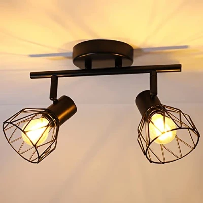 Obrázek Dehobo LED stropní zářič otočný 350, svítidlo E14 2 žárovky černé, bodové světlo na stěnu, LED, nástěnné do kuchyně, obývacího pokoje, ložnice, ne