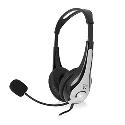 Obrázek Ewent EW3562 profesionální sluchátka s mikrofonem pro PC regulátorem hlasitosti, notebook, dvojitý jack 3,5 mm (1XAudio 1XMic), polstrovaná sluchátka, 2m kabel, černá/šedá