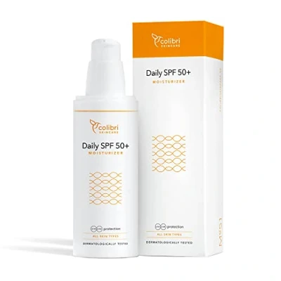 Obrázek colibri skincare Daily SPF 50+ Moisturizer 80 ml denní krém s LSF 50 voděodolný širokopásmové spektrum lehký na obličej UV ochranou nebělí opalovací