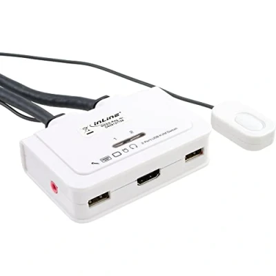 Obrázek InLine 62612I KVM Switch, 2dílný, HDMI, USB, s audio, integr. kabel