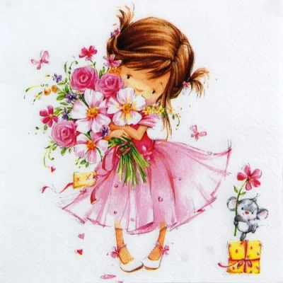 Obrázek ubrousek Flower Girl? Květinové? 20 ks.