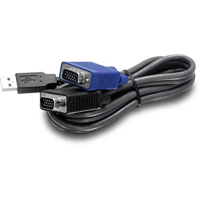 Obrázek TRENDnet USB VGA Combo KVM samec k mužskému kabelu, VGA/SVGA HDB 15 Pin na samec, 1. 1 typ A, 3,1 metru, TK CU10