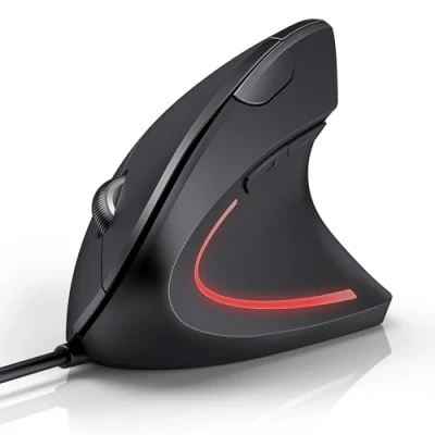 Obrázek TECKNET ergonomická myš s USB kabelem, 6400 DPI 6 tlačítek vertikální myš, optická počítačová LED osvětlením, PC pro Windows a Mac OS