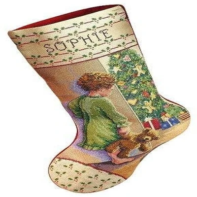 Obrázek Janlynn 015 0238 Kreuzstich Set, 45,7 x 25,4 cm, Weihnachtsstrumpf, Weiß