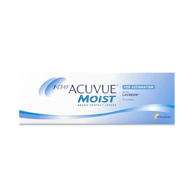 Obrázek ACUVUE MOIST 1 DAY for Astigmatism denní čočky kontaktní 3,75 dpt, Cyl 0,75, Ach 180 &amp; BC 8. 5 UV ochrana, hydratační pohodlný pocit při nošení 30 čoček