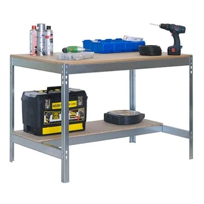 Obrázek SimonRack Werkbank 400 kg Belastbarkeit, 84,2x91x61 cm, Große Arbeitsfläche Arbeitsfläche, Arbeitstisch, Holz Arbeitsplatte, Verzinkt/Holz BT0