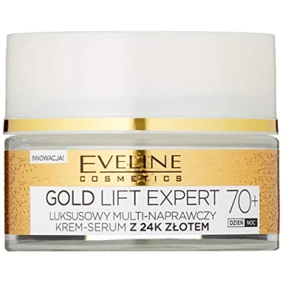 Obrázek Eveline Cosmetics Gold Lift Expert proti vráskám Silně zpevňující krém ve dne &amp; noci 70+ s 24karátovým zlatem 50 ml