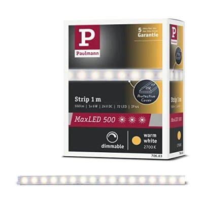 Obrázek Paulmann 70663 LED Stripe MaxLED 500 1 m teplá bílá 2700K páska potažená světelný pásek potažený 7W 550 lm 72 24 V, stříbrný