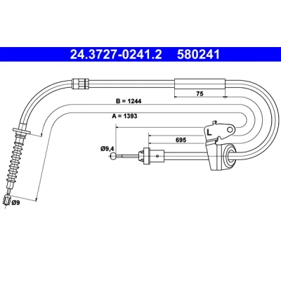 Obrázek ATE 24.3727 0241.2 bovden, parkovací brzda