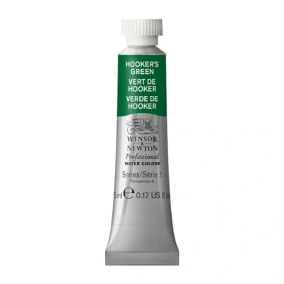 Obrázek Winsor &amp; Newton 0102311 Profesionální akvarelová barva, živé vodní barvy v umělecké kvalitě, vysoká brilantnost barev a svítivost, stálá na světle, archivní kvalita, 5 ml tuba Hookers zelená