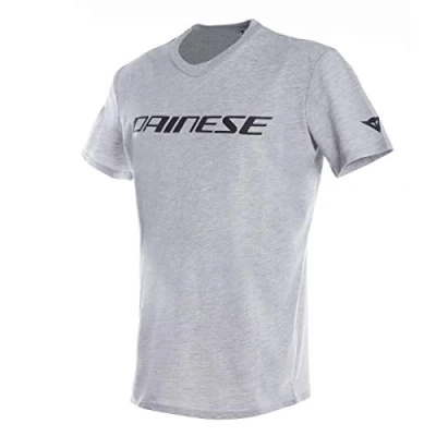 Obrázek Dainese Pánské motorkářské tričko s krátkými rukávy, trikot pro dospělé ze 100% bavlny logo, měkké a svěží, klasické na motocykl, trvanlivý potisk, šedá/černá
