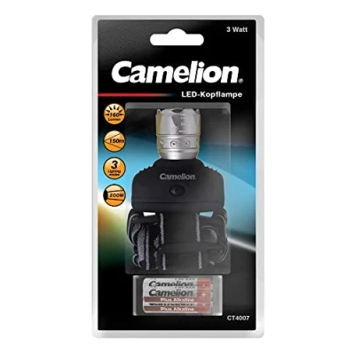 Obrázek Camelion Čelovka CT4007, 3 různé LED režimy, včetně baterií AAA R03 30200023