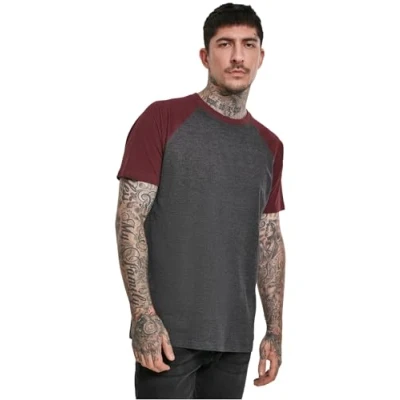Obrázek Urban Classics Raglan Contrast Triko s potiskem, Muži, Velikost: Small, Mottled gray/burgundy