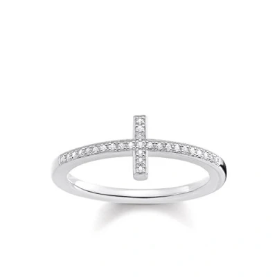 Obrázek THOMAS SABO Dámský prsten kříž 925 stříbrný diamant (0,2 ct) bílý D_TR0028 725 14, stříbrná