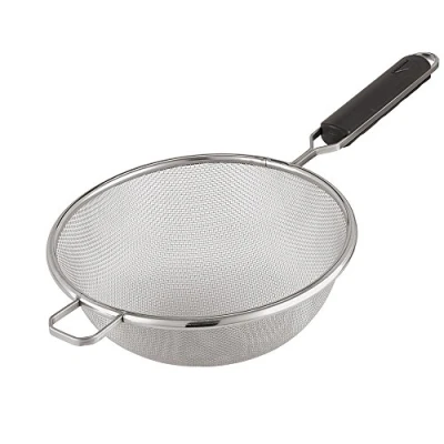 Obrázek Paderno Maschensieb, Nudelsieb mit Anti Brand Griff, Ideal zum Abtropfen und Sieben, Edelstahlgewebe, Durchmesser 18 cm, Silber
