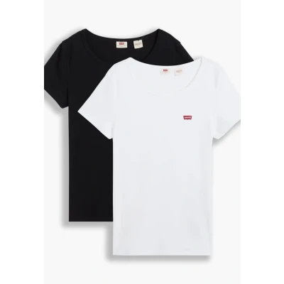 Obrázek Levi&#039;s Dámské tričko 2 ks v balení, White +/Mineral Black