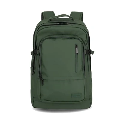 Obrázek Travelite batoh z vodoodpudivého materiálu, polstrovaná přihrádka na notebook 15,6 palců, Basic den s funkcí nasazení, 48 cm, 28 litrů, 900 gramů, Olivová, Batohy jednodenní výlety
