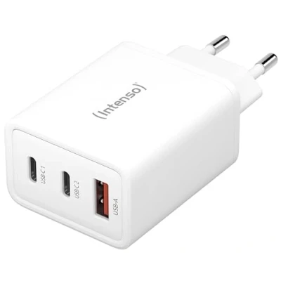 Obrázek Intenso Napájecí adaptér W65ACC, USB síťový zdroj s 1 a 2 C konektory, energeticky úsporná technologie GaN 65 W, bílý