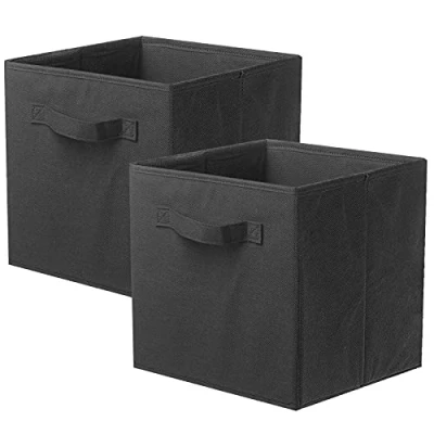 Obrázek PowerKing Úložný box organizér z látky, 2 kusy skládací úložné kostky úložný ve tvaru kostky, černý