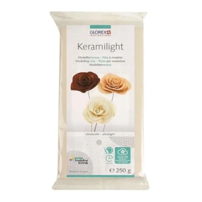Obrázek GLOREX 6 8070 501 Keramilight, 250 g in weiß, ultraleichte, lufttrocknende Modelliermasse, ausgehärtet extrem leicht und hart, ideal für filigrane Teile