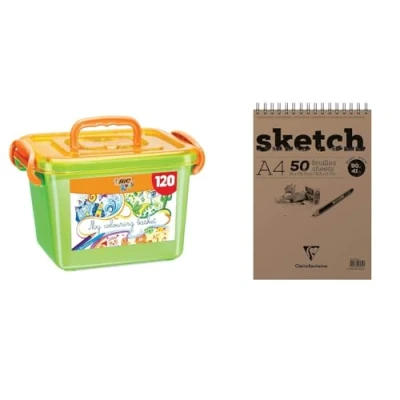 Obrázek BIC Kids Stifte Set: 60 auswaschbare Filzstifte &amp; Buntstifte, zum Malen in praktischer Malkiste, My colouring basket, 1 stück (120 erPack)